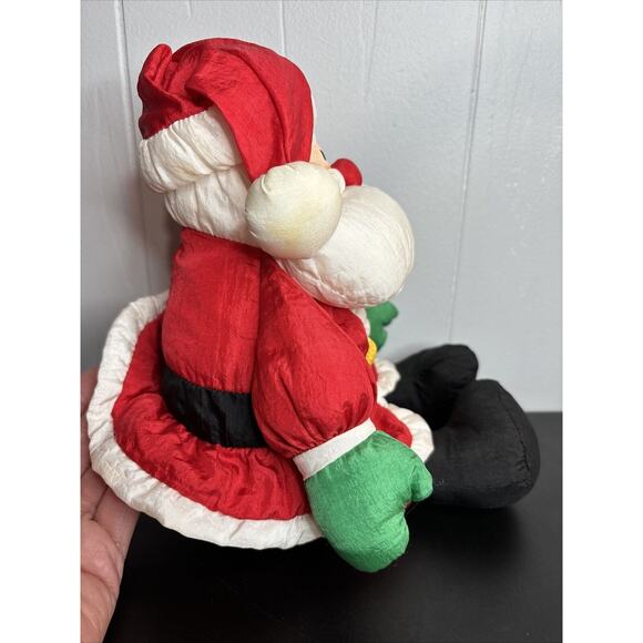 Hallmark Puffy Nylon Parachute Santa Claus Stuffed Doll Plush Toy 90s Vintage - Picture 2 of 9